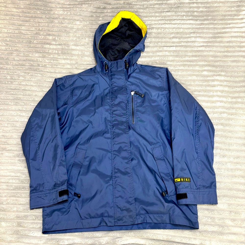 Vintage 90s Nike‎ Jacket Blue & Yellow hooded Nike Jacket no size tag